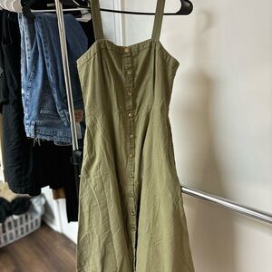 Ina Olive Midi Dress with Button Detail